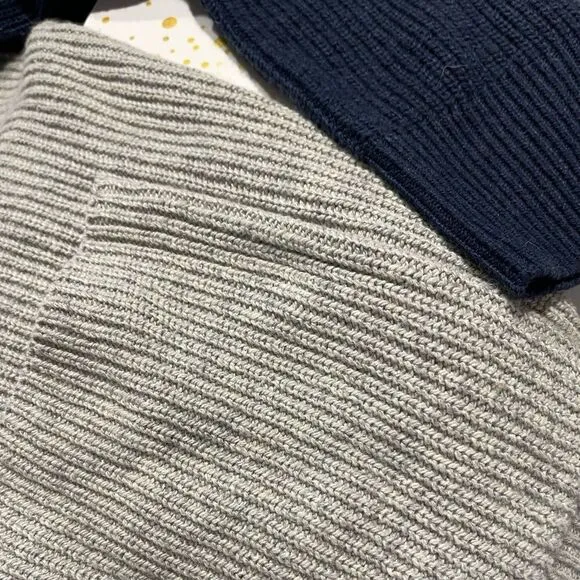 Madewell Patch Pocket Pullover Sweater in Colorblock Navy Blue Gray J8783 NWT