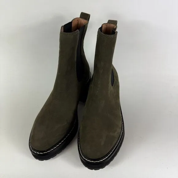 Madewell The Carina Platform Chelsea Boot Women's 7 Green Pull-On Block Heel