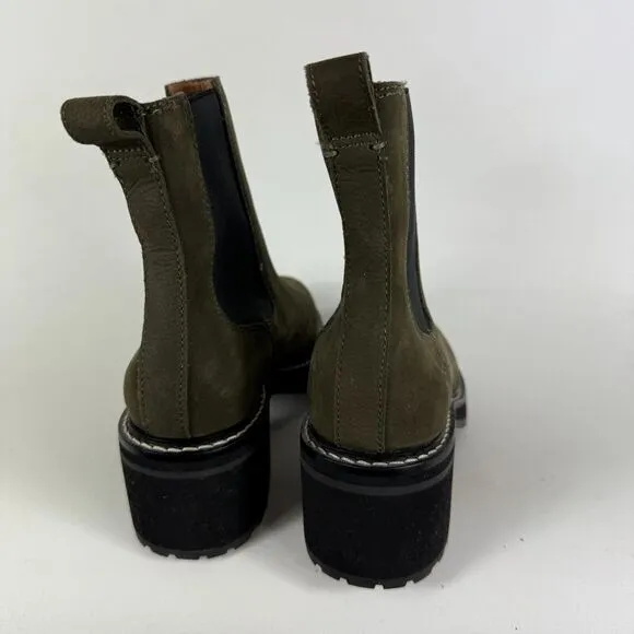 Madewell The Carina Platform Chelsea Boot Women's 7 Green Pull-On Block Heel
