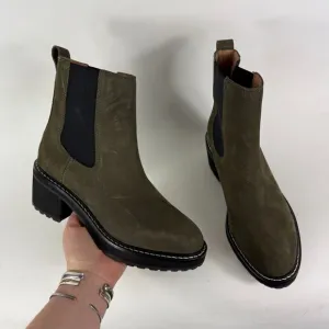 Madewell The Carina Platform Chelsea Boot Women's 7 Green Pull-On Block Heel