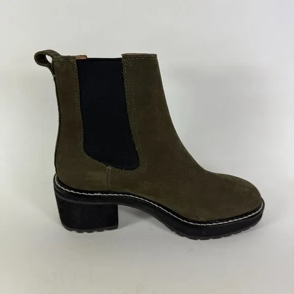 Madewell The Carina Platform Chelsea Boot Women's 7 Green Pull-On Block Heel
