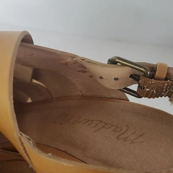 Madewell The Cindy Sandal Woven Leather Slingback Block Heel Sandals Size 7