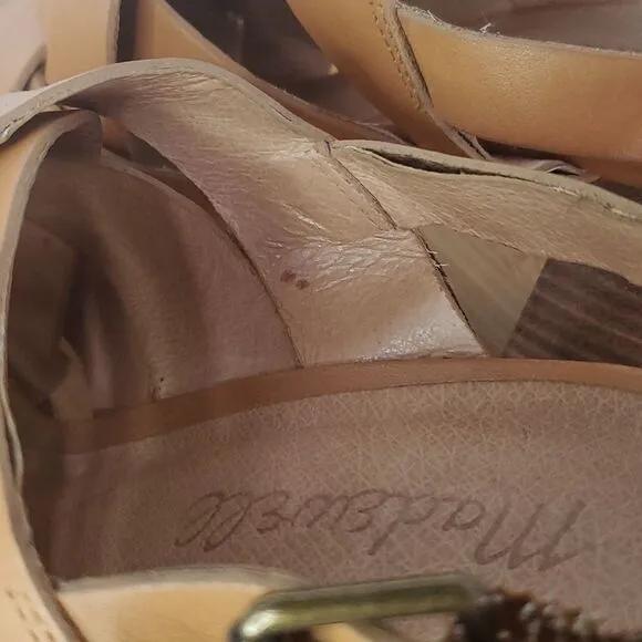 Madewell The Cindy Sandal Woven Leather Slingback Block Heel Sandals Size 7