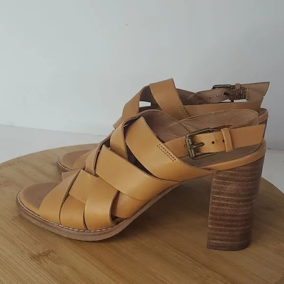 Madewell The Cindy Sandal Woven Leather Slingback Block Heel Sandals Size 7