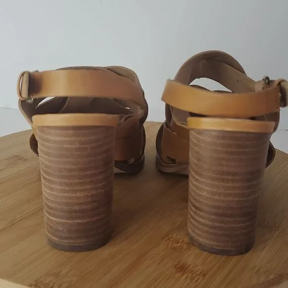 Madewell The Cindy Sandal Woven Leather Slingback Block Heel Sandals Size 7