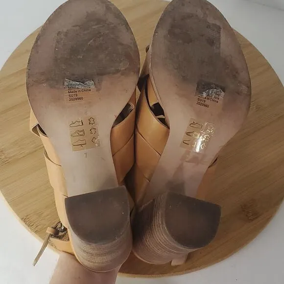 Madewell The Cindy Sandal Woven Leather Slingback Block Heel Sandals Size 7