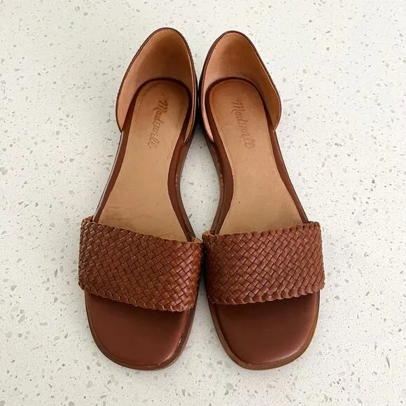 Madewell The Nelda d'Orsay Brown Woven Leather Sandals Women's Size 8.5