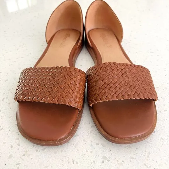 Madewell The Nelda d'Orsay Brown Woven Leather Sandals Women's Size 8.5