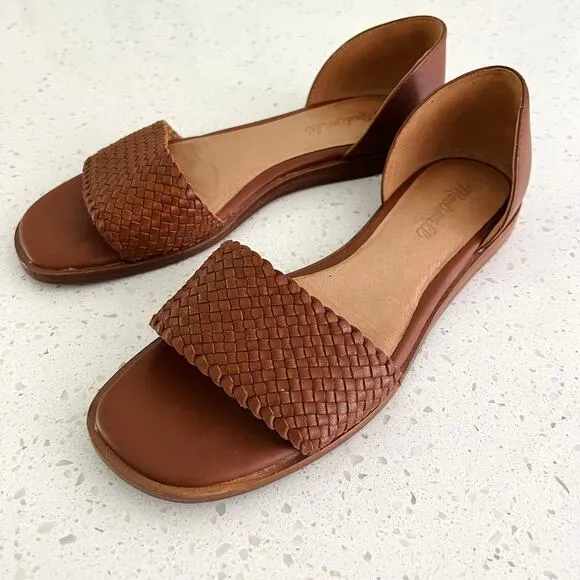 Madewell The Nelda d'Orsay Brown Woven Leather Sandals Women's Size 8.5