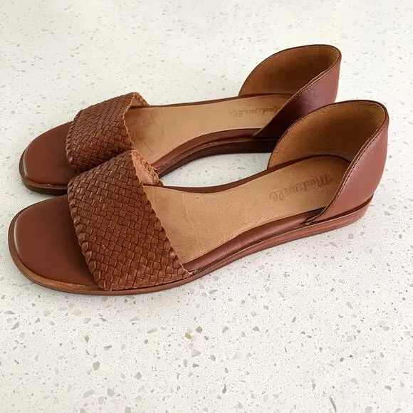 Madewell The Nelda d'Orsay Brown Woven Leather Sandals Women's Size 8.5