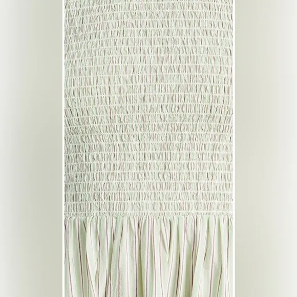 Madewell Women's Smocked Sleeveless Midi Selena Dress in Stripe Small NWT