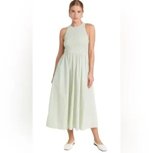 Madewell Women's Smocked Sleeveless Midi Selena Dress in Stripe Small NWT