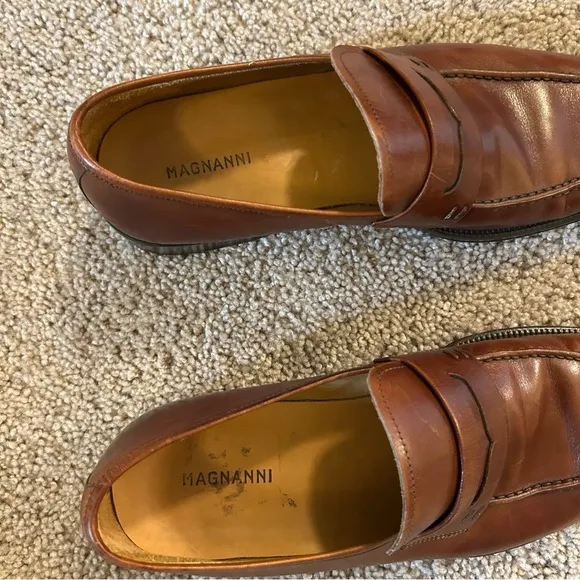 Magnanni Brown Leather Dress Shoes Slip On Size 11 Made In Spain