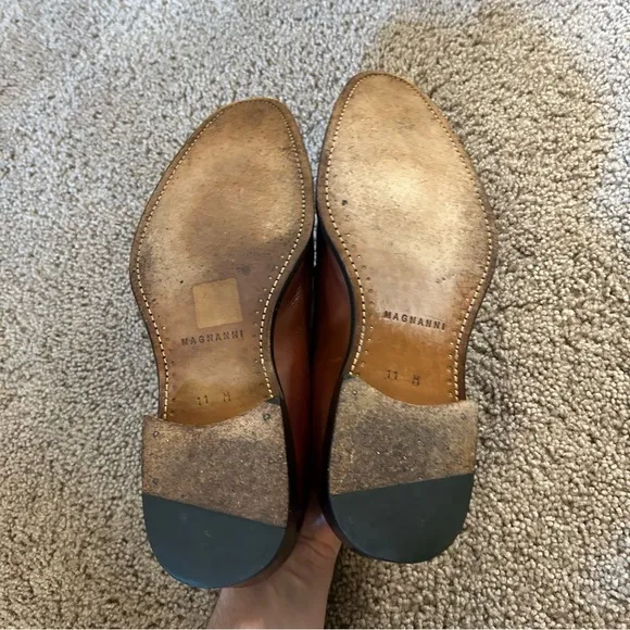 Magnanni Brown Leather Dress Shoes Slip On Size 11 Made In Spain