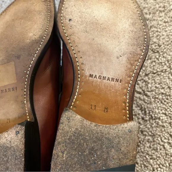 Magnanni Brown Leather Dress Shoes Slip On Size 11 Made In Spain