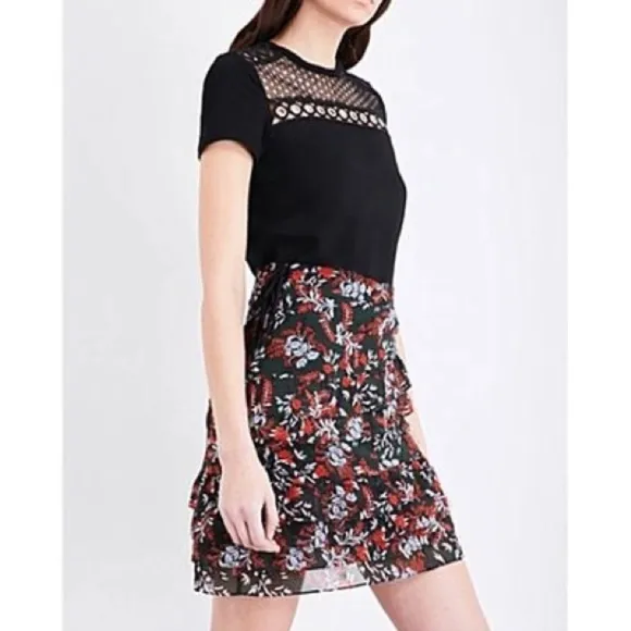 Maje Jerkita Floral-Print Crepe Mini Skirt in Imprime