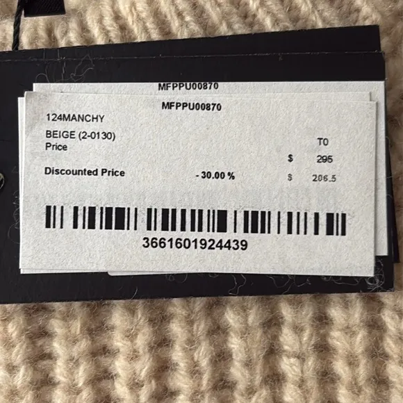 Maje Made in Italy Ribbed Split-Hem Wool Vest Beige Size 0 NWT