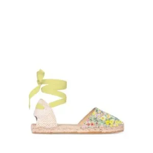 MANEBI Womens Green Velenciana Round Toe Platform Leather Espadrille Shoes 39