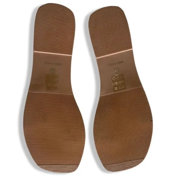 MANEBI Los Angeles Woven Sandals, Cream And Brown, Size 38