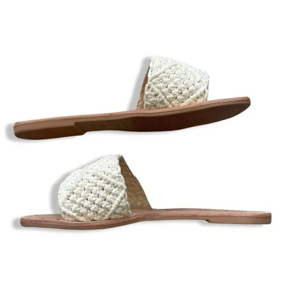 MANEBI Los Angeles Woven Sandals, Cream And Brown, Size 38