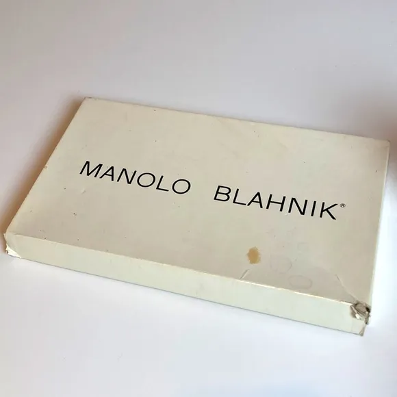 MANOLO BLAHNIK black leather heels, size 5 1/2, with original duster