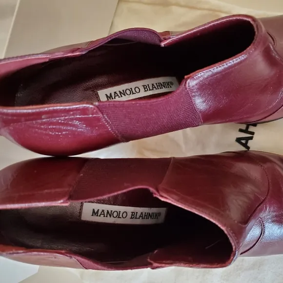 Manolo Blahnik Burgundy Leather Boots Sambaz - SZ 39.5