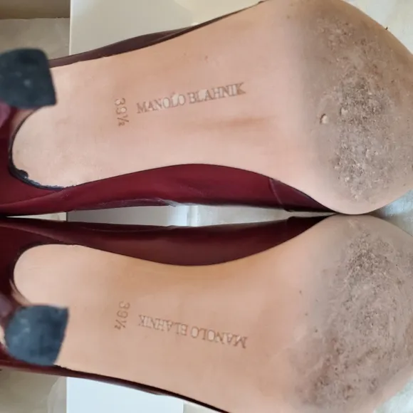 Manolo Blahnik Burgundy Leather Boots Sambaz - SZ 39.5