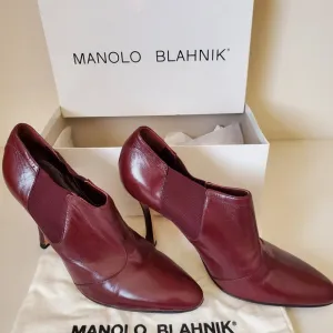 Manolo Blahnik Burgundy Leather Boots Sambaz - SZ 39.5