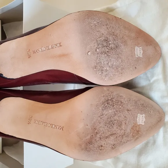 Manolo Blahnik Burgundy Leather Boots Sambaz - SZ 39.5