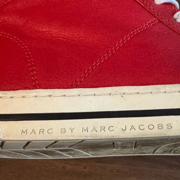 Marc by Marc Jacobs Red High-Top Sneakers Men’s Size 9 Shoes Leather Retro