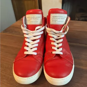 Marc by Marc Jacobs Red High-Top Sneakers Men’s Size 9 Shoes Leather Retro