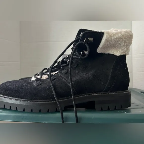 Marc Fisher Black Suede Boots with Shearling Women’s NWT