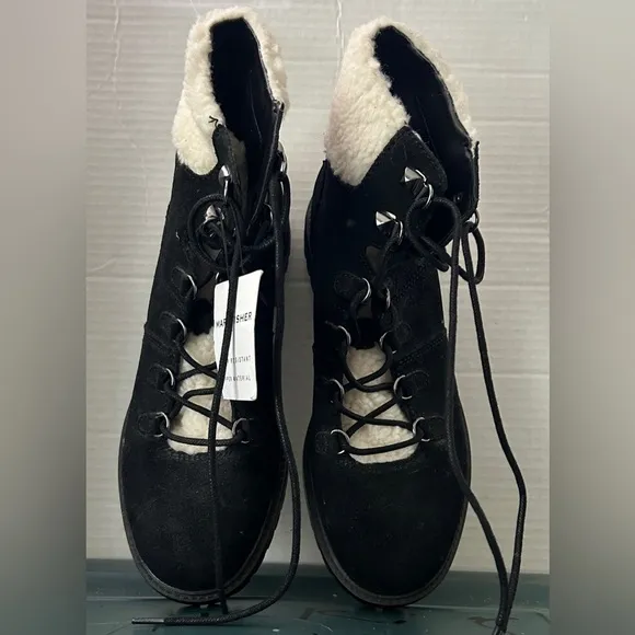 Marc Fisher Black Suede Boots with Shearling Women’s NWT