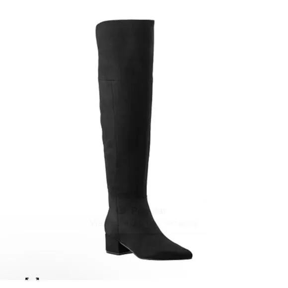 Marc Fisher Faux Suede Jet 2 OTK Over the Knee Boots Black Size 8.5 W NWB