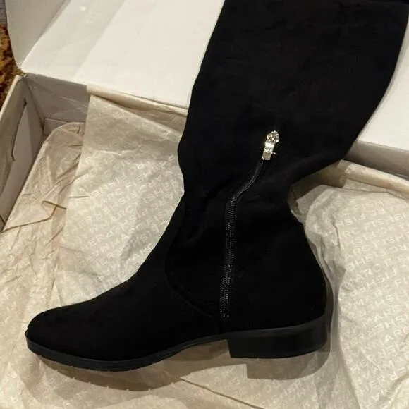 Marc Fisher Faux Suede Jet 2 OTK Over the Knee Boots Black Size 8.5 W NWB