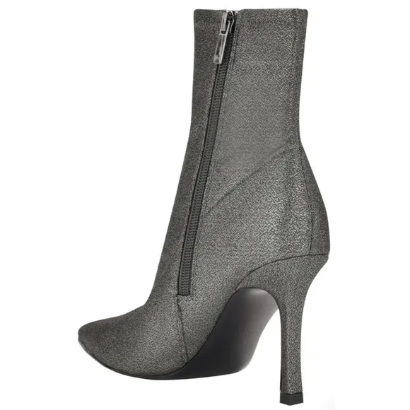 MARC FISHER Pewter Black Shimmer Glitter Kellen Heeled Bootie Size 10M NWOT