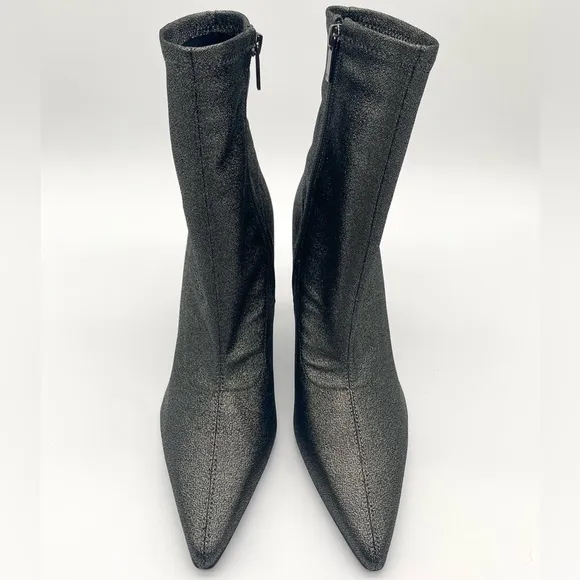 MARC FISHER Pewter Black Shimmer Glitter Kellen Heeled Bootie Size 10M NWOT
