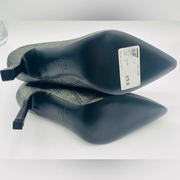 MARC FISHER Pewter Black Shimmer Glitter Kellen Heeled Bootie Size 10M NWOT