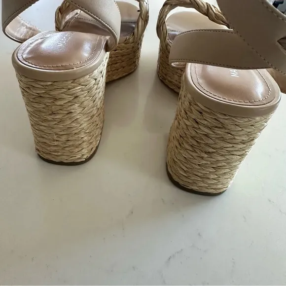 Marc Fisher Steel boho Raffia Sandal platform Size: 9