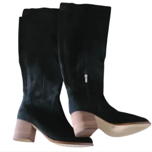 marc fisher women's black wide calf suede over the knee boots size 8.5