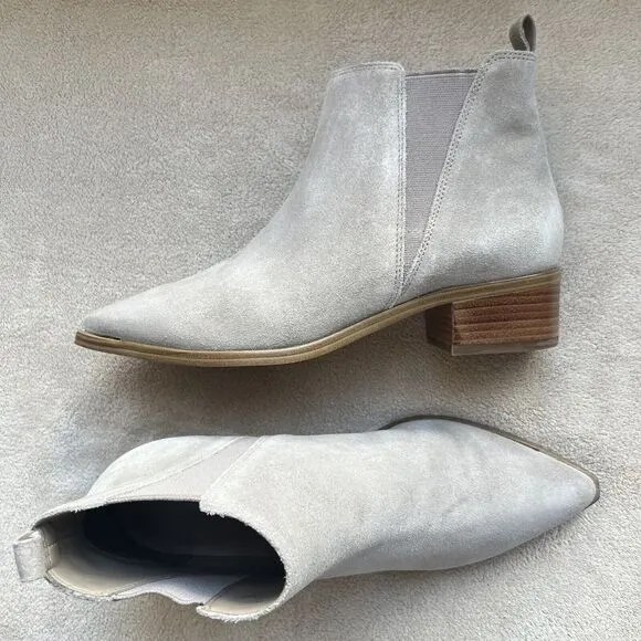 Marc Fisher Yale Taupe Suede Leather Pointed Toe Chelsea Ankle Boots Women’s 6 M