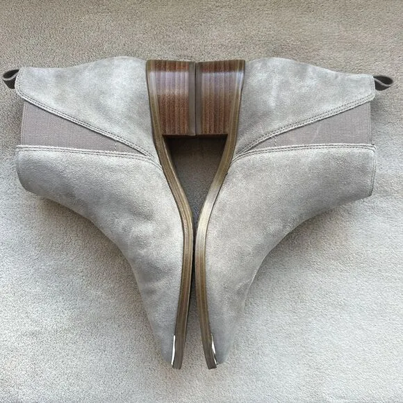 Marc Fisher Yale Taupe Suede Leather Pointed Toe Chelsea Ankle Boots Women’s 6 M