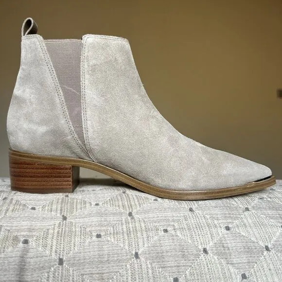 Marc Fisher Yale Taupe Suede Leather Pointed Toe Chelsea Ankle Boots Women’s 6 M