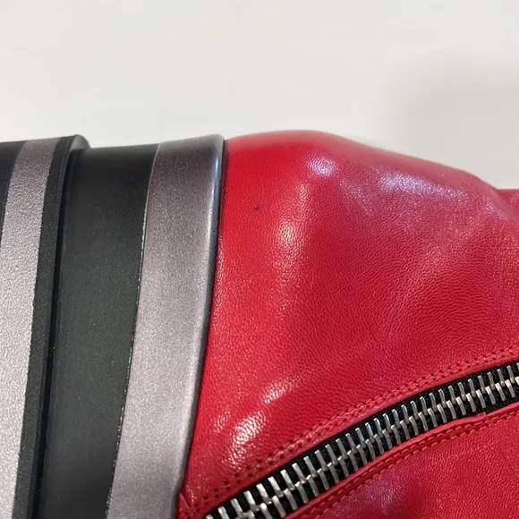 Marco Moreo - white label, red leather platform ankle boots, 37