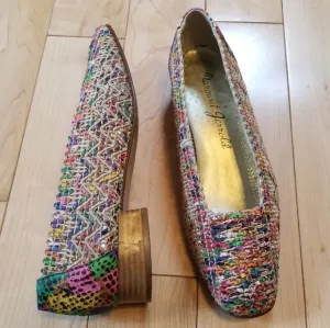 Margaret Jerrold vintage colorful woven shoes