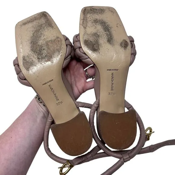 Marion Parke Iris Braided Napa Ankle-Strap Sandal Block Heels EU 37.5