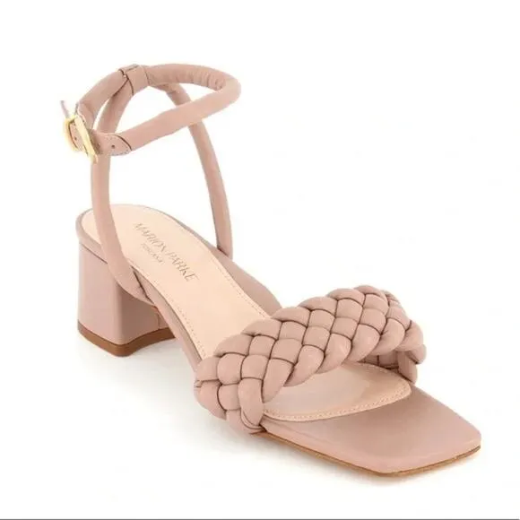 Marion Parke Iris Braided Napa Ankle-Strap Sandal Block Heels EU 37.5