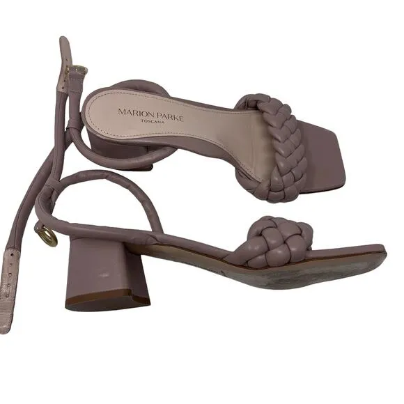 Marion Parke Iris Braided Napa Ankle-Strap Sandal Block Heels EU 37.5