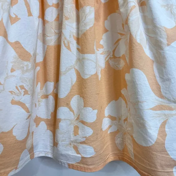 Marissa Webb Pale Peach/White Floral Cotton Sleeveless V neck Mini Dress Sz L
