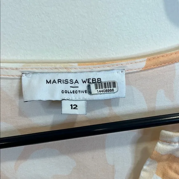 Marissa Webb Pale Peach/White Floral Cotton Sleeveless V neck Mini Dress Sz L